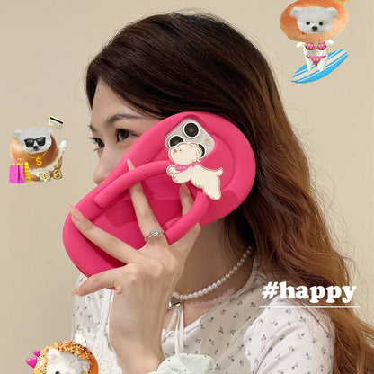 【わんこサンダル風デザイン】ゆるかわ立体 ビーサン スマホケース｜iPhone対応 #250722