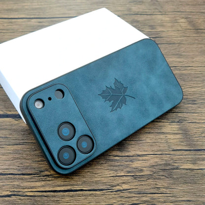 【マットシリーズ】リーフ 葉っぱデザイン 高級感 レザー調 シンプルスマホケース｜iPhone対応 #251111