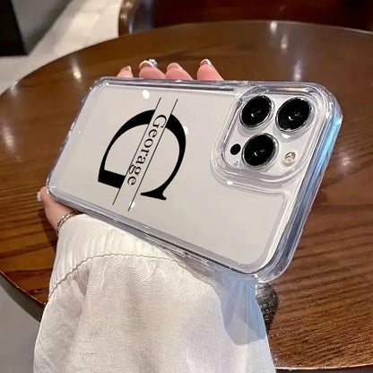 【カスタムシリーズ】ビッグ頭文字イニシャル 名入れ クリアスマホケース｜iPhone対応 #240718