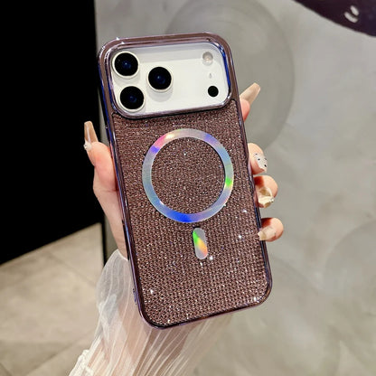 【Magnet内蔵】キラキラ グリッターラメ ストーン × マグネット対応 スマホケース｜iPhone対応 #250319