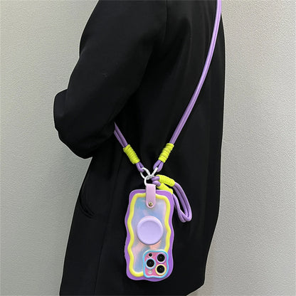 【ウェーブフレーム】ストラップ付き カラフル ポップデザイン スマホケース｜iPhone対応 #250919