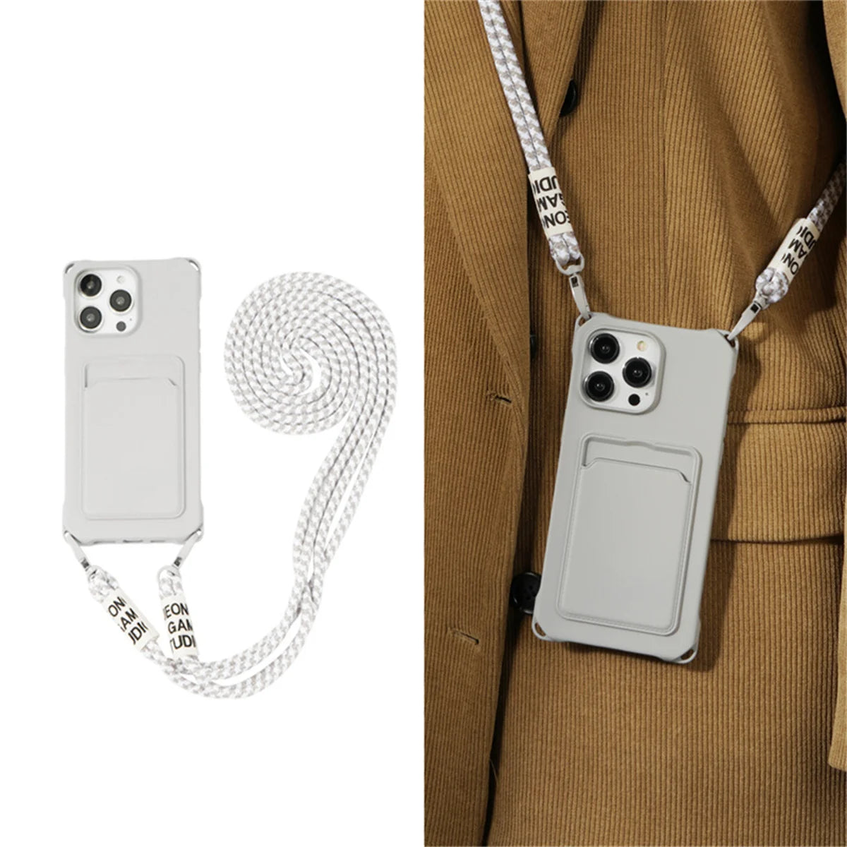 【ネオンストラップカード】カードポケット×ショルダーストラップ スマホケース｜iPhone対応 #240805