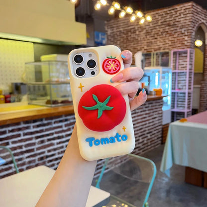 【フルーツシリーズ】立体トマトデザイン ポップ3D スマホケース｜iPhone対応 #250830