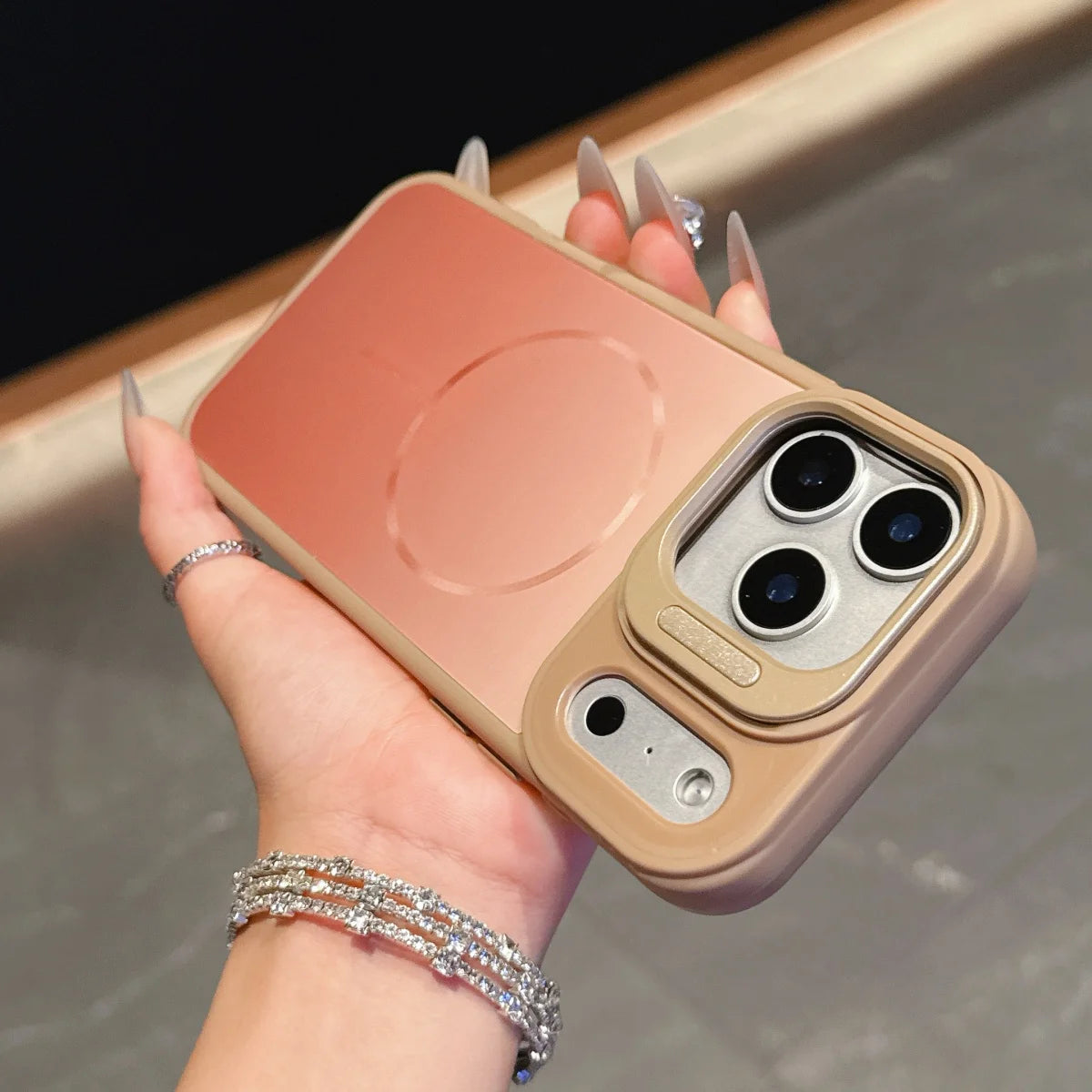 グラデーション Magnet内蔵 　カメラスタンド iPhoneケース｜マットカラー #260102