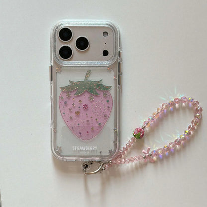 ストロベリー チャーム付き iPhoneケース｜いちごモチーフ・キラキラデザイン #230818