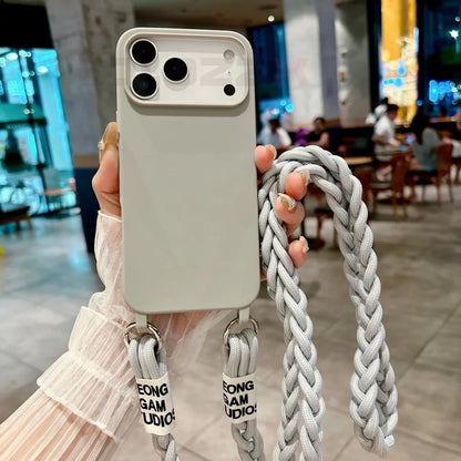 【ショルダーシリーズ】シリコン素材 シンプルデザイン ロープストラップ付きスマホケース｜iPhone対応 #251206