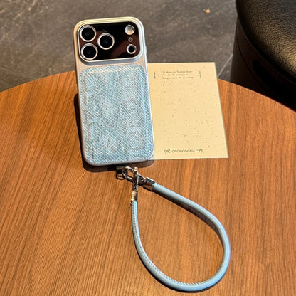 【スネークタッチ】パイソンレザー調 × ハンドストラップ スマホケース｜iPhone対応 #240823