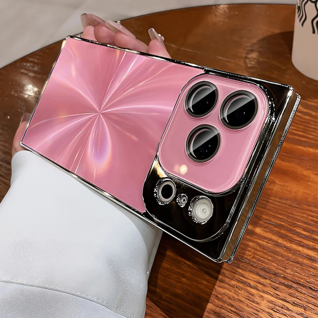 スクエアシリーズ メタリックデザイン iPhoneケース｜シャープライン・ミラー風仕上げ #240408