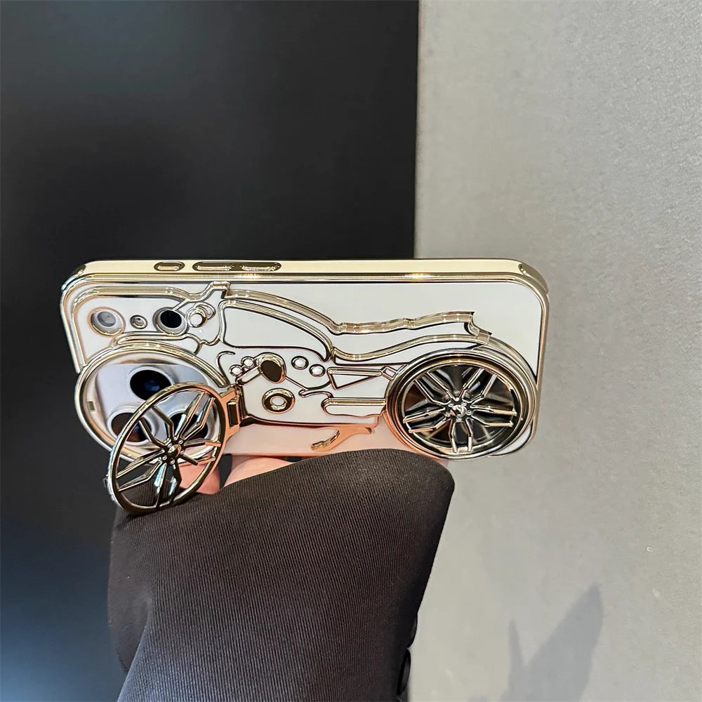 くるくる回る タイヤ 自転車 メタルバイク iPhoneケース｜立体ラインデザイン #240508