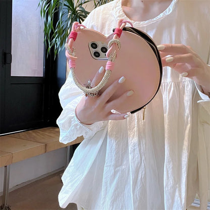 【ハートシリーズ】シンプル可愛いレザー調 大きなハートデザイン スマホケース｜iPhone対応 #251011