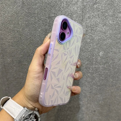 【キラキラシリーズ】幾何学模様 ホログラムデザイン ストラップ付きスマホケース｜iPhone対応 #251012
