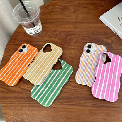 【ウェーブシリーズ】ポップカラー ボーダー ストライプデザイン スマホケース｜iPhone対応 #250823