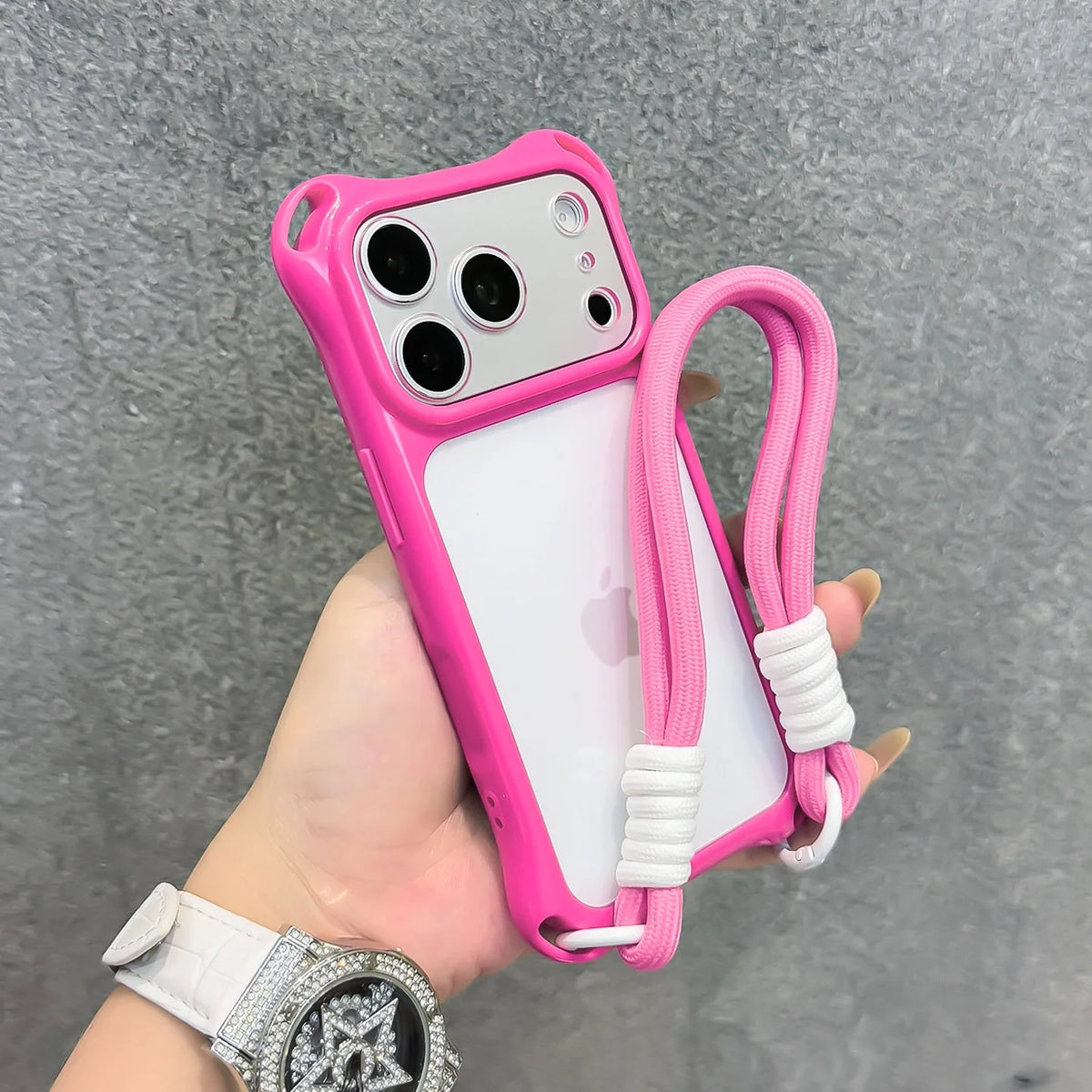 【ウェーブフレーム】クリアストラップ付き iPhoneケース (全8色) トレンド・ビビッド PCA #261211