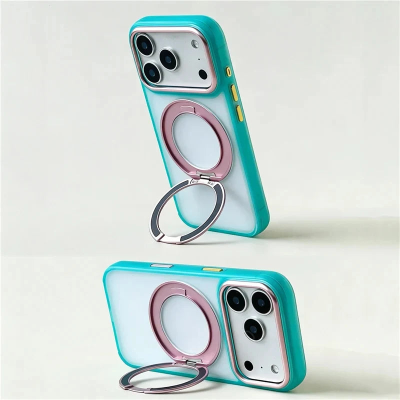 【カラーフレーム】半透明 リングスタンド Magnet内蔵 iPhoneケース｜ポップカラー・耐衝撃 PCA #261289