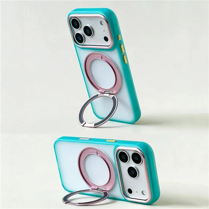 【カラーフレーム】半透明 リングスタンド Magnet内蔵 iPhoneケース｜ポップカラー・耐衝撃 PCA #261289