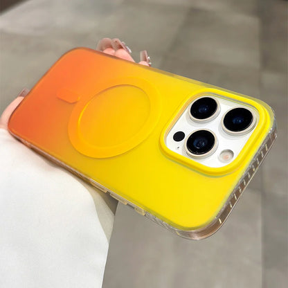 グラデーションネオン バイカラー Magnet内蔵 ストラップ付き iPhone対応ケース #260527