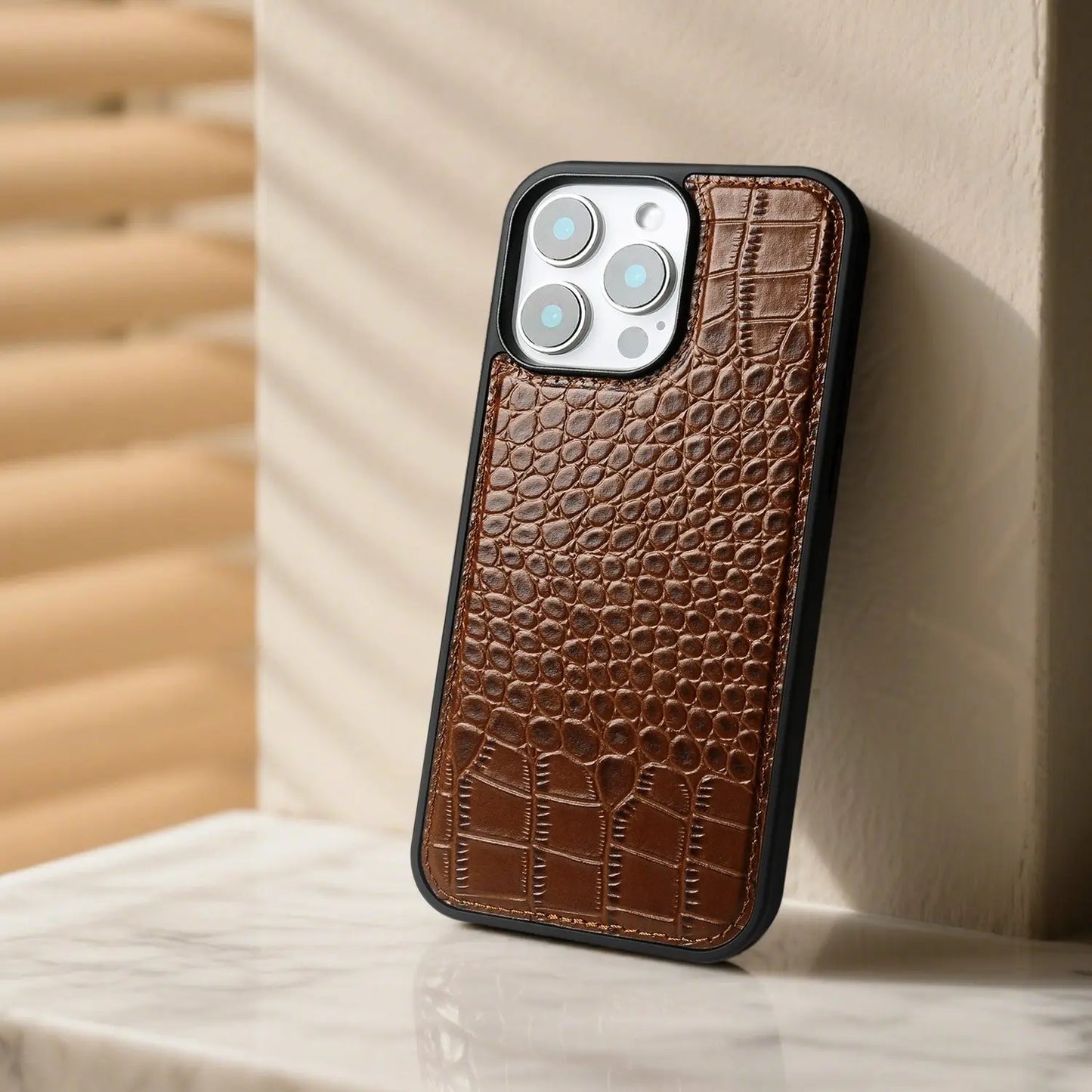 【本革シリーズ】クロコ型押し 本革プレミアムケース｜iPhone対応 #240920
