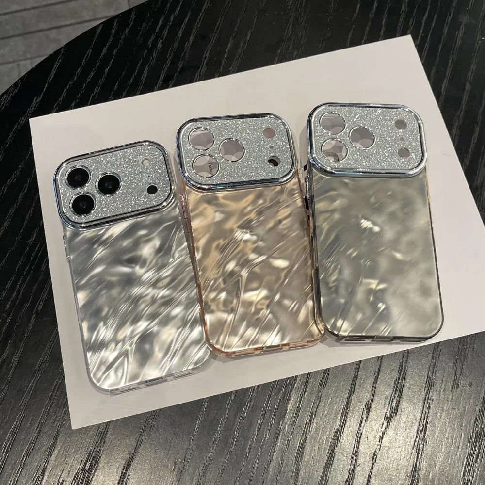 ミラーグロウ オーロラ iPhoneケース｜偏光シルバー・韓国モード・うるつやデザイン #230922