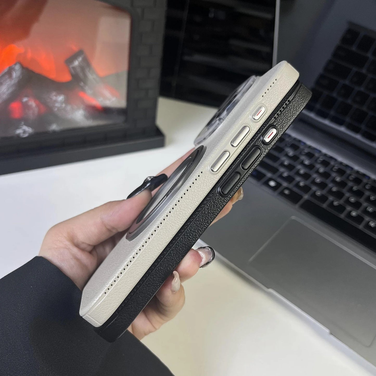 レザー調 リング付き iPhoneケース｜スタンド対応・マット仕上げ #260103