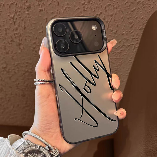 【カスタムNAMEシリーズ】ビッグ筆記体ネーム マットカラーケース｜iPhone対応 #241010