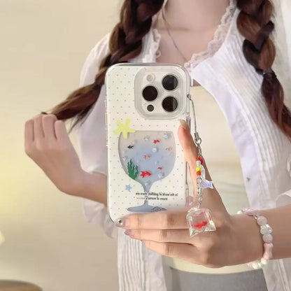 【アニマルシリーズ】金魚鉢デザイン 涼しげクリアスマホケース｜iPhone対応 #251025