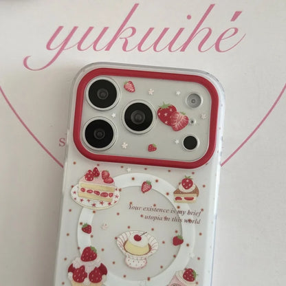 いちご ショートケーキ グリップ付き スイーツ ストロベリー iPhoneケース #240512