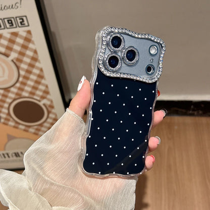 【ドットジュエルミラー】ラインストーン×水玉デザイン スマホケース｜iPhone対応 #250120