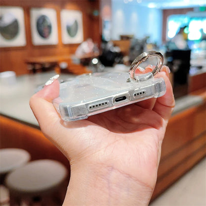 【クリアシリーズ】キラキラ グリッター 落下防止 ハンドストラップ付き 大人可愛い おしゃれ 耐衝撃 透明 スマホケース｜iPhone対応 #250403