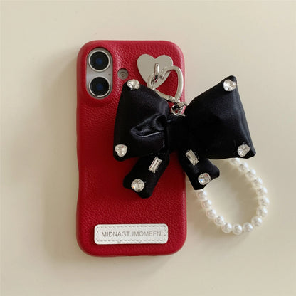 【パールビッグリボン】リボンモチーフ×パールチェーン スマホケース｜iPhone対応 #240802