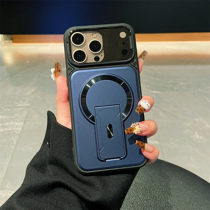 マグネット内蔵 折りたたみリングスタンド付き iPhoneケース (全7色) メタリック・アクセント #261217