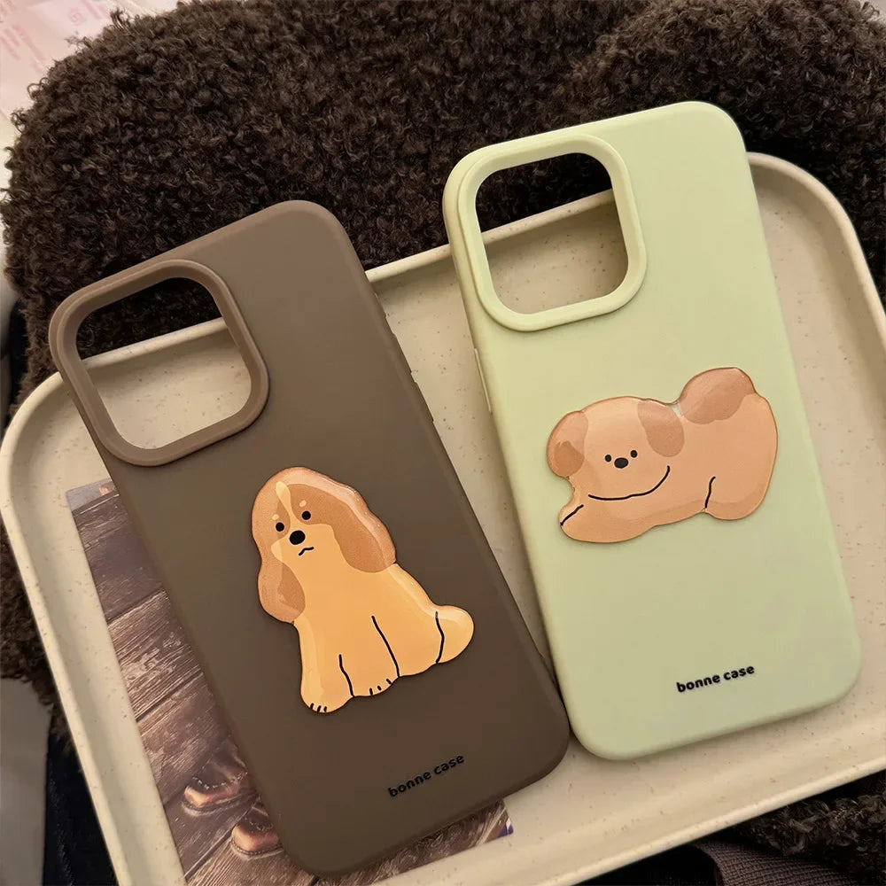 【ボヌールドッグ】くすみパステル×わんこモチーフ スマホケース｜iPhone対応 #250220