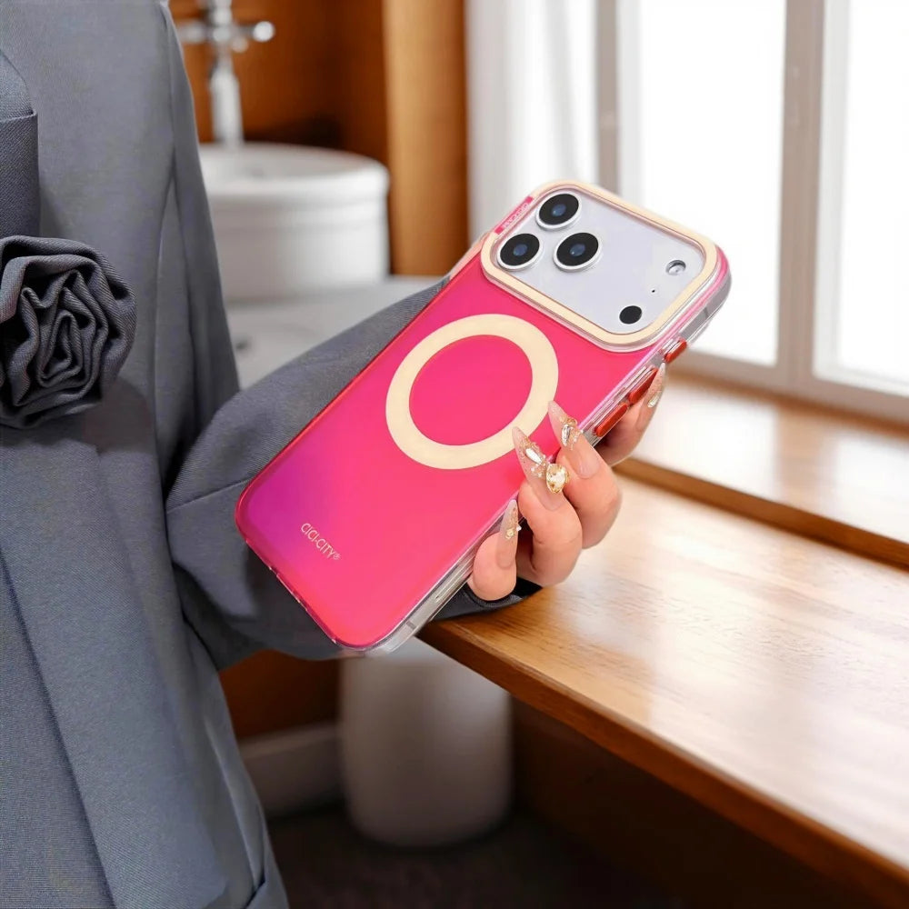 【グロウリングクリア】ネオンライト×グラデーション スマホケース｜iPhone対応 💫✨ #250223