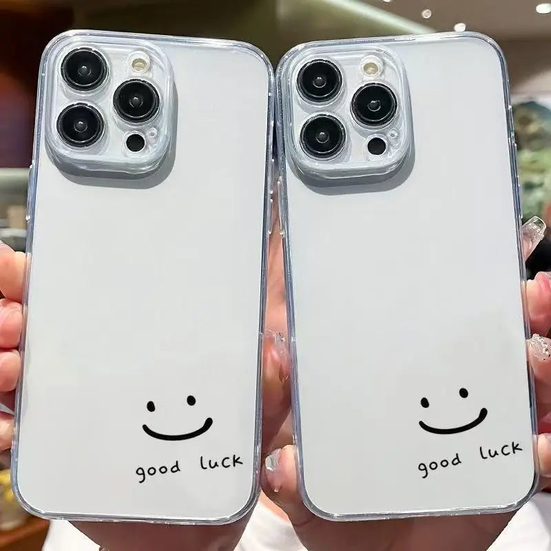 【ニコちゃんシリーズ】goodluck シンプルメッセージ ニコちゃん クリア iPhoneケース #260303