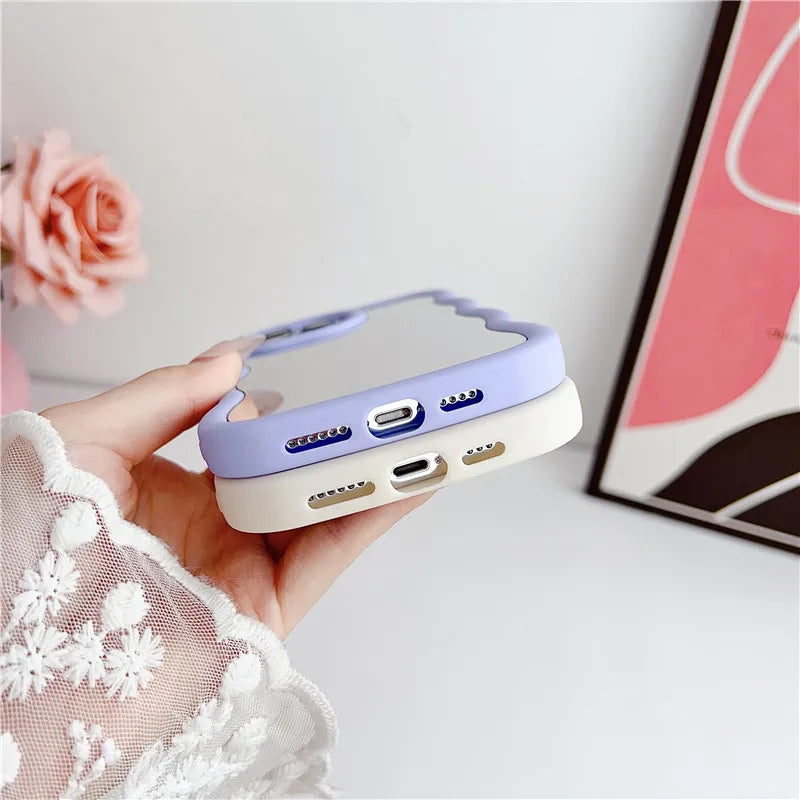 ウェーブフレーム 全面ミラー iPhoneケース #240118