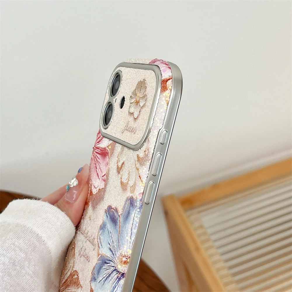 フラワーモチーフ iPhoneケース｜パステルカラー・立体テクスチャ #240605