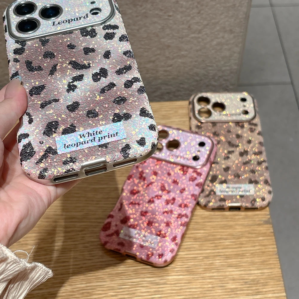 【グリッターレオパード】キラキラ ラメ ヒョウ柄 スマホケース｜iPhone対応 #250430