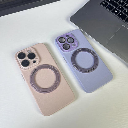 レザー調 リング付き iPhoneケース｜スタンド対応・マット仕上げ #260103