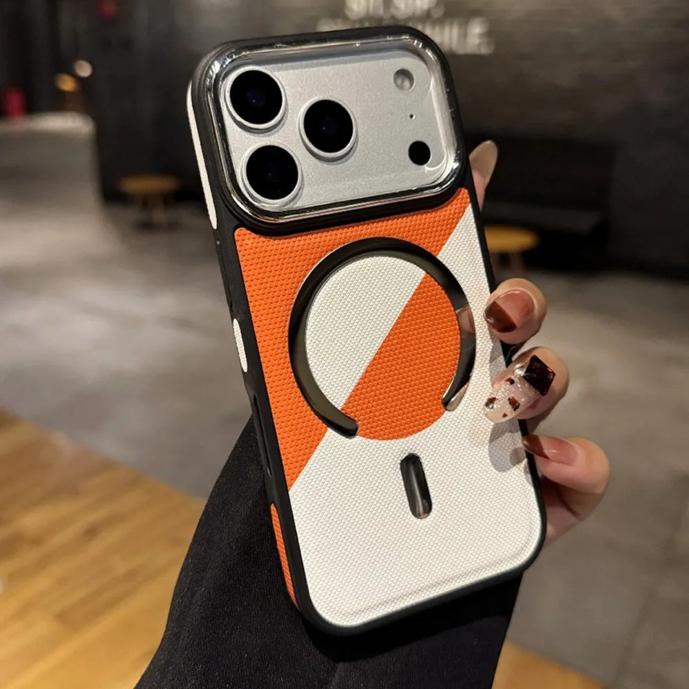 バイカラーレザー調 アーマー Magnet内蔵 iPhoneケース｜カメラ保護・スポーティクール #260014