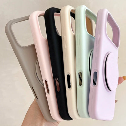 【スタンド付きシリーズ】くすみカラー シンプル無地 マット調スマホケース｜iPhone対応 #251031