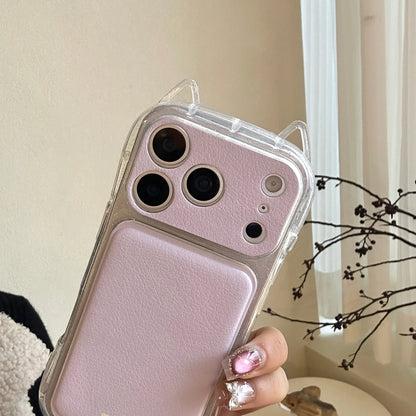 シンプル マカロンカラー 耳付き iPhoneケース｜くすみカラー・全面保護タイプ #240422