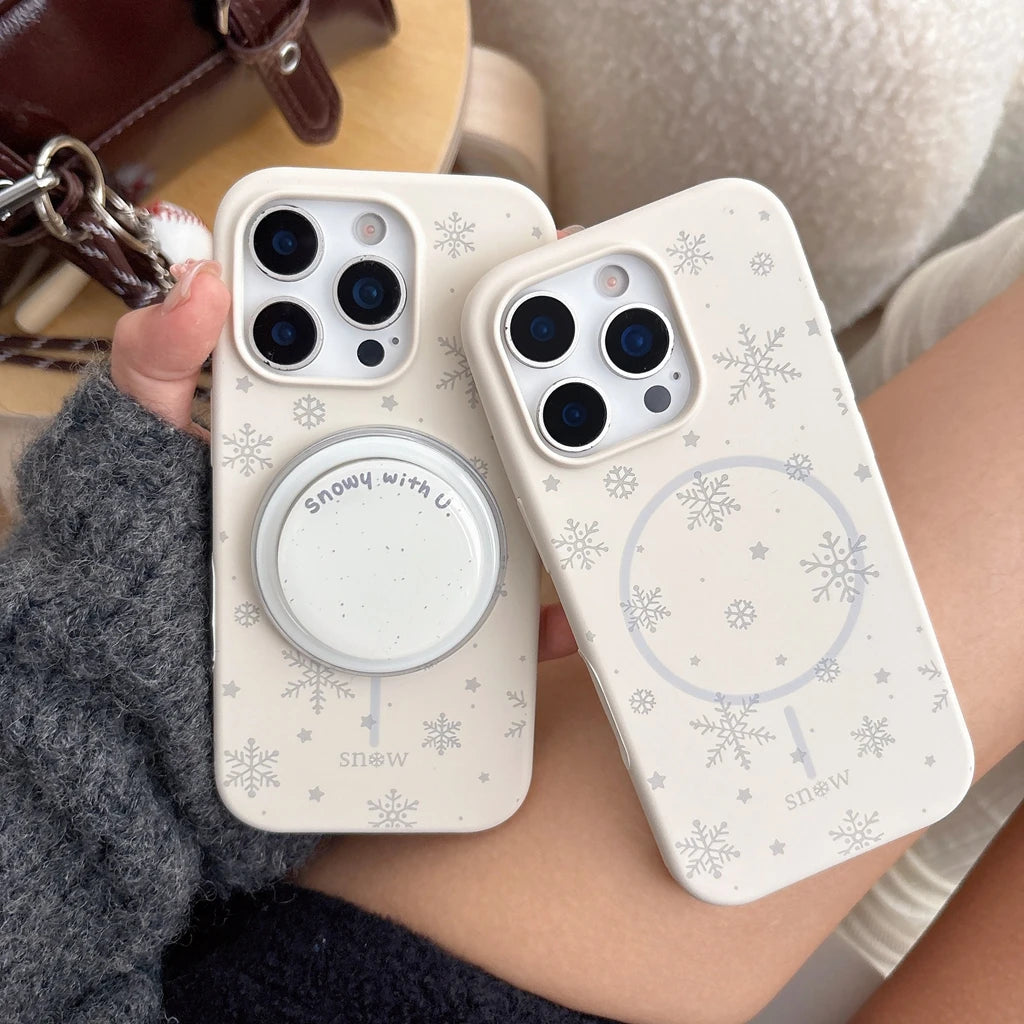 【Magnet内蔵】スノーフレーク ホワイトウィンター スマホケース｜iPhone対応 #241023