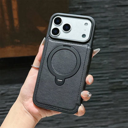 レザー調 リングフリップ iPhoneケース｜折りたたみ 手帳型 #240311