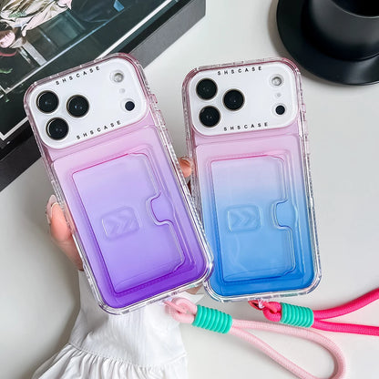 【グラデーションシリーズ】キラキラ透明感 グラデーションカラー カード収納付き スマホケース｜iPhone対応 #251022