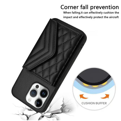 【キルティングシリーズ】カード収納付き ショルダー対応 レザー調スマホケース｜iPhone対応 #251108