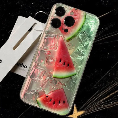 【すいかソーダジェリー】クリア3Dシリコンケース｜iPhone対応 #250719