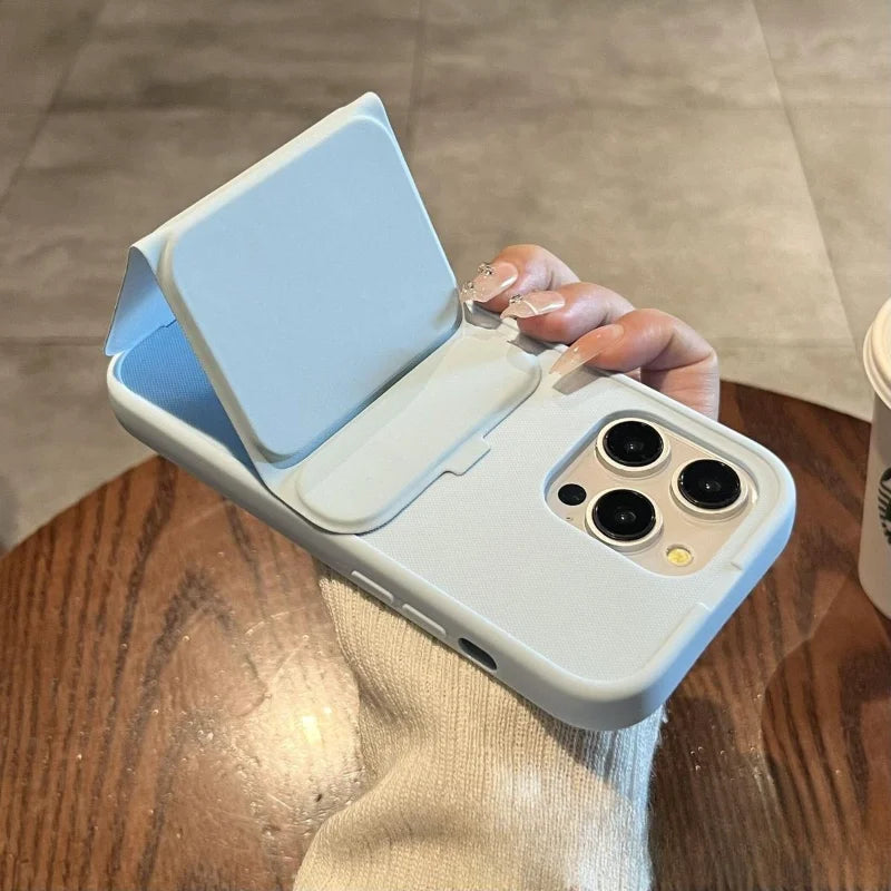 シンプル iPhoneケース｜折りたたみスタンド付き・パステルカラー #240529