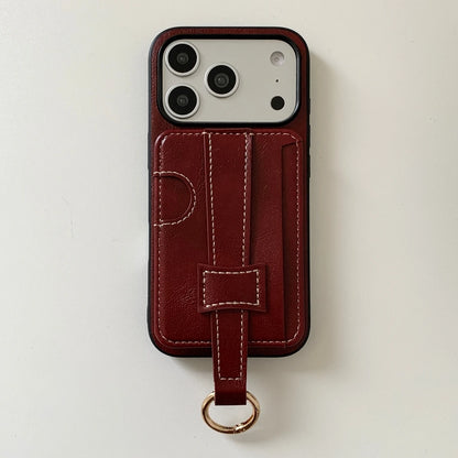 【クラシックハンドトラップ】レザーポケット × キーリング スマホケース｜iPhone対応 #240815