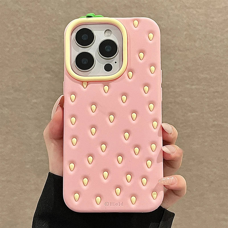 【フルーツシリーズ】いちごデザイン 立体シリコン スマホケース｜iPhone対応 #250917