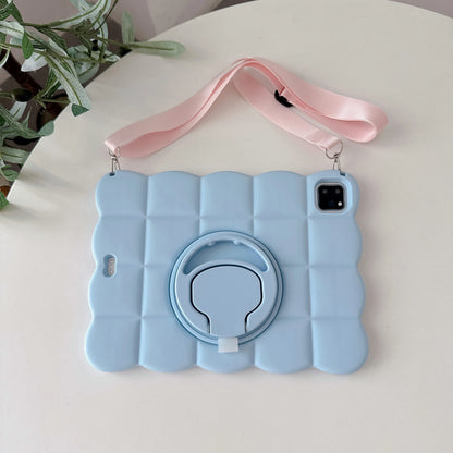 【iPadケース】持ち手付き 立体的なモコモコフレーム スタンドシリコンカバー #261150
