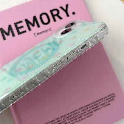 【マーメイドシェル】ドット＆貝殻スタンド付きクリアスマホケース｜iPhone対応 #250629